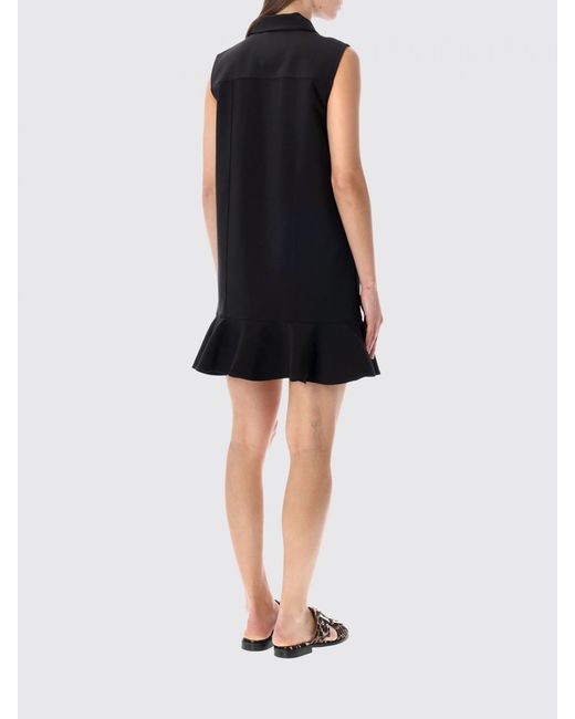 Ganni Black Recycled Crepe Shirt Dress