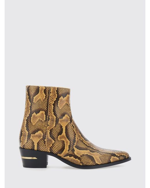 Amiri White Python-Print Leather Western Ankle Boots With Tapered Toe for men