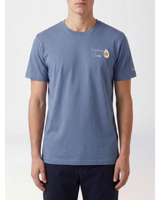 Mc2 Saint Barth Blue Cotton Crew Neck T-Shirt for men
