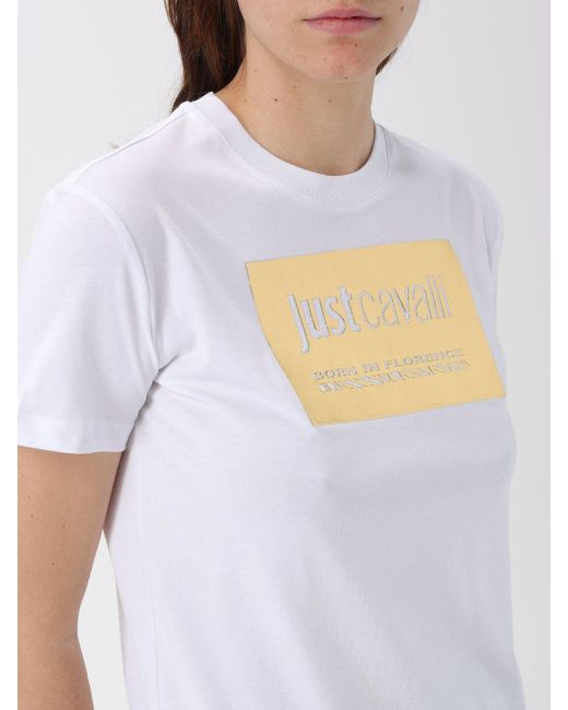 T-shirt con logo laminato di Just Cavalli in White