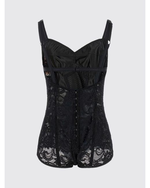 Dolce & Gabbana Black Dolce &Amp Gabbana V-Neck Lace Corset Top
