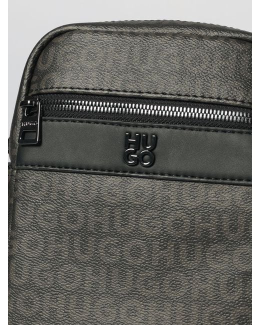 HUGO Black Printed Logo Polyester Bag for men