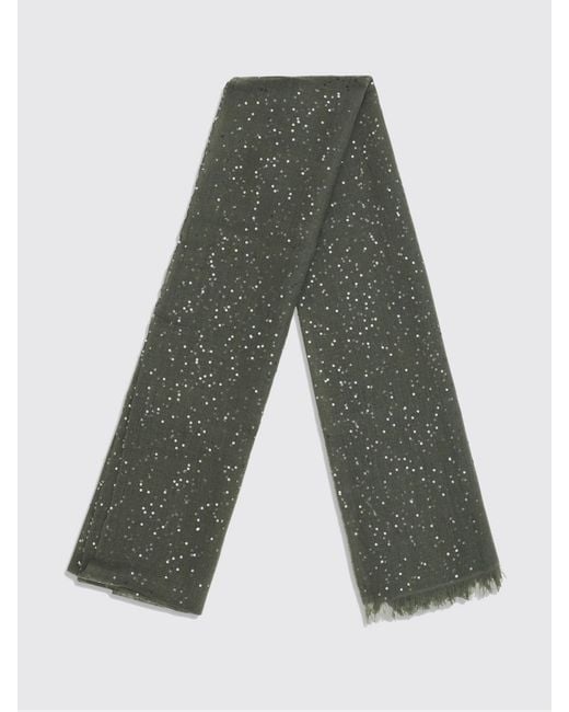 Brunello Cucinelli Green Wool Scarf With Sequins