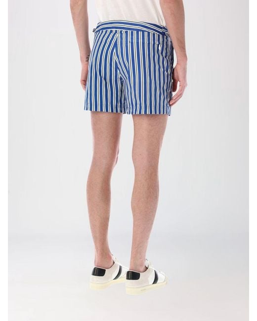 Tom Ford Blue Striped Polyester Swimsuit for men