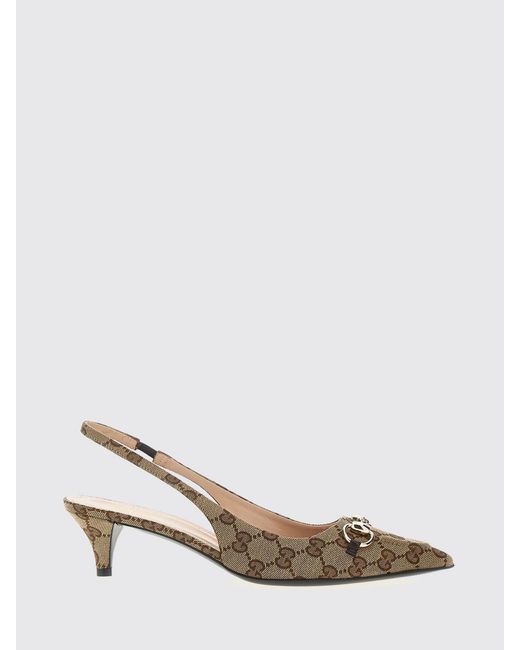 Gucci Natural Gg Jacquard Monogram Canvas Slingback
