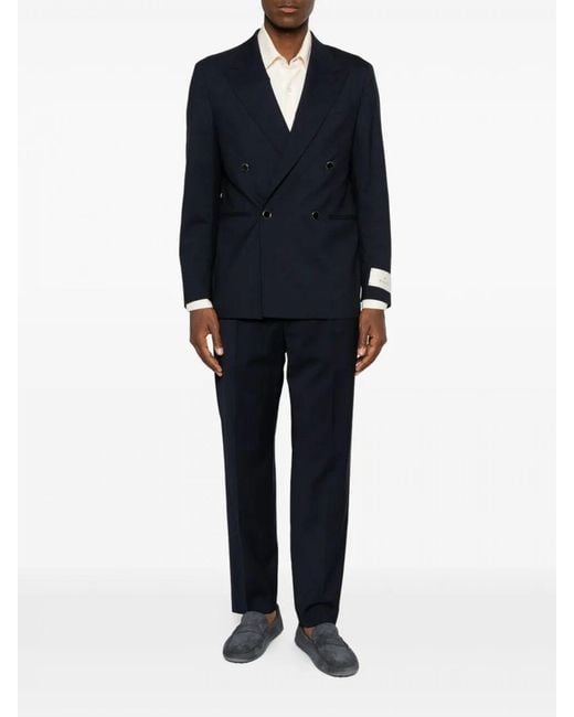 Barena Blue Virgin Wool Tailored Trousers for men