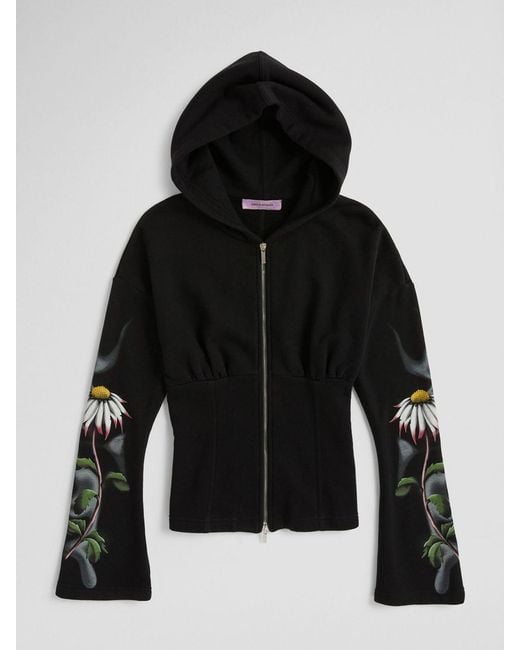 MACCAPANI Blue Floral Cotton Hoodie