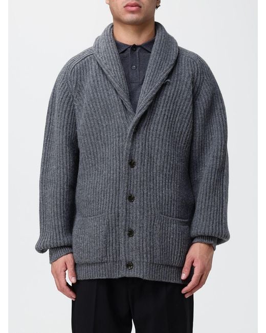 Filson Gray Button-Up Shawl Collar Wool Cardigan With Dropped Shoulders for men
