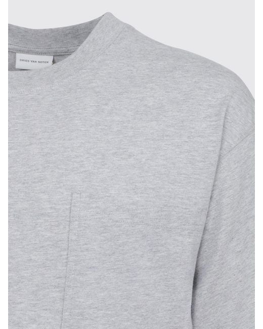 Dries Van Noten Gray Cotton T-Shirt for men