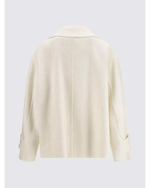 Chloé Natural ChloÉ Double-Breasted Wool Blend Pea Coat With Dropped Shoulders