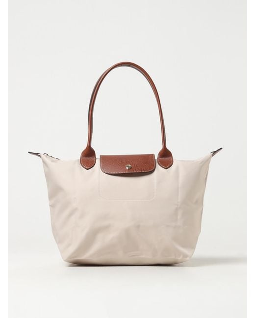 Longchamp Natural Le Pliage Original M Nylon And Grained Leather Bag