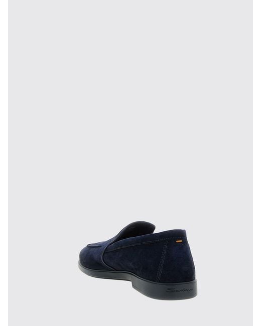 Santoni Blue Suede Malibu Loafers for men