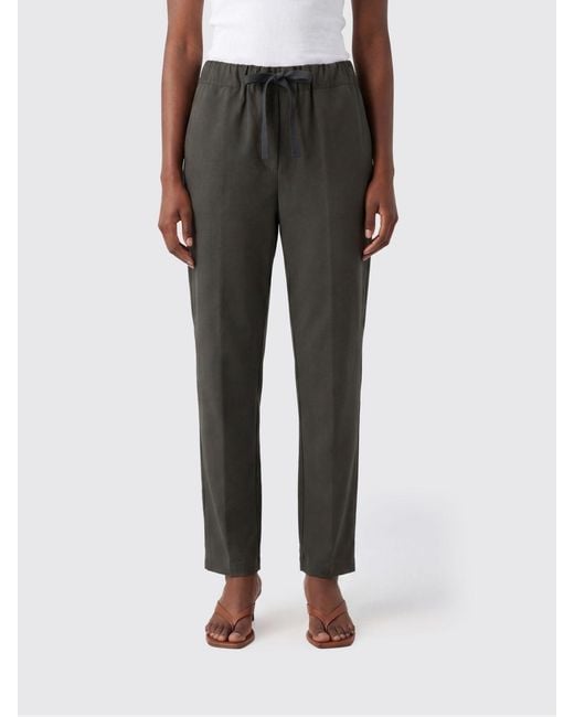 Semicouture Gray Slim Fit Straight-Leg Cotton Pants With Drawstring Waist