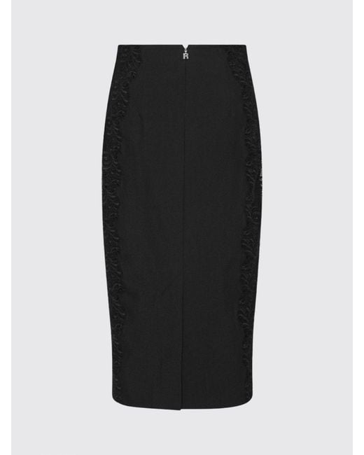 ROTATE BIRGER CHRISTENSEN Black High-Waisted Lace-Insert Jersey Pencil Midi Skirt