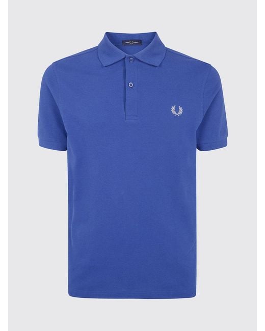 Fred Perry Blue Cotton Polo Shirt With Logo for men
