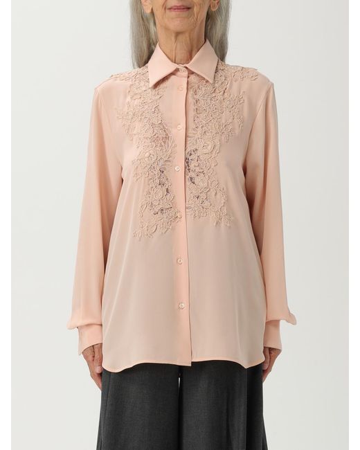 Ermanno Scervino Natural Silk Shirt By With Lace Inserts