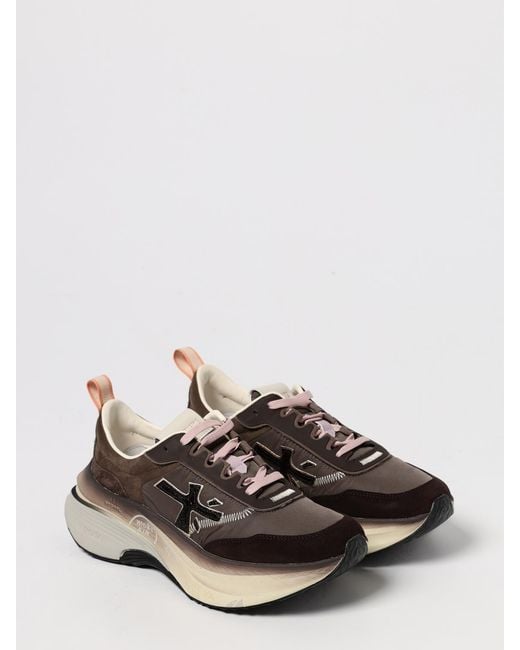 Premiata White Hill Suede And Nylon Sneakers
