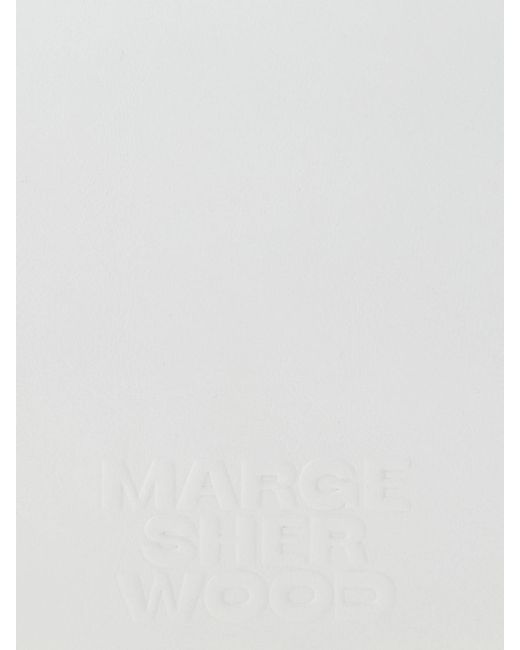 MARGE SHERWOOD White Boston Smooth Leather Shoulder Bag With Double Handle