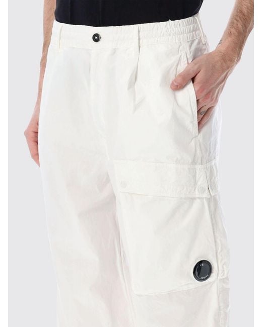 C P Company White Cargo Trousers for men