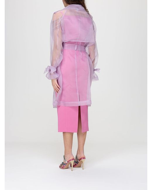 Pinko Pink Cocco Silk Organza Trench Coat