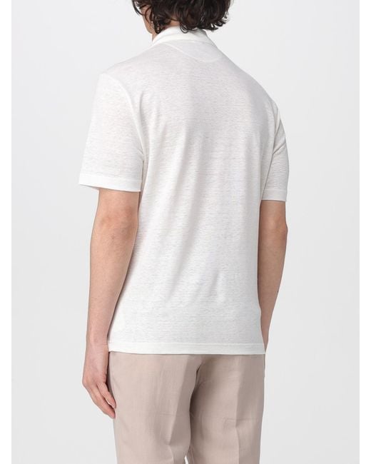 Eleventy White Linen Polo Shirt for men