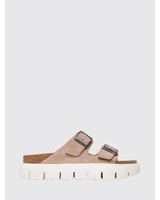 Birkenstock White Arizona Pap Chunky Suede Sandal