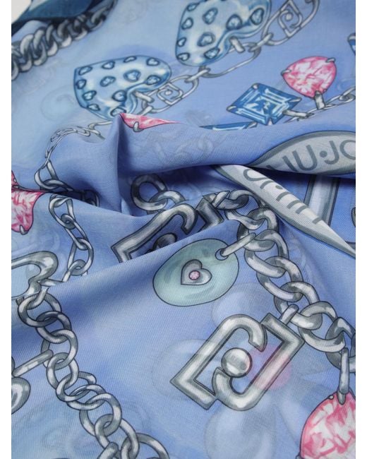 Liu Jo Blue Printed Polyester Scarf