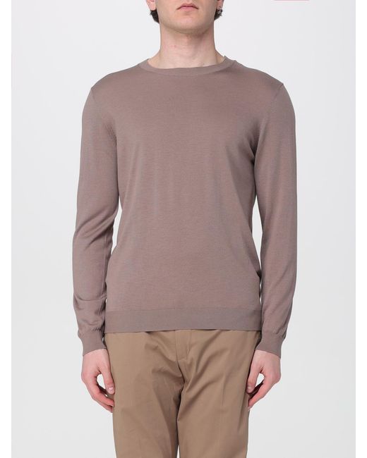 Kangra Brown Cotton And Silk Crew Neck Pullover for men