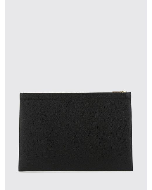 Thom Browne Black Grain Leather Pouch for men
