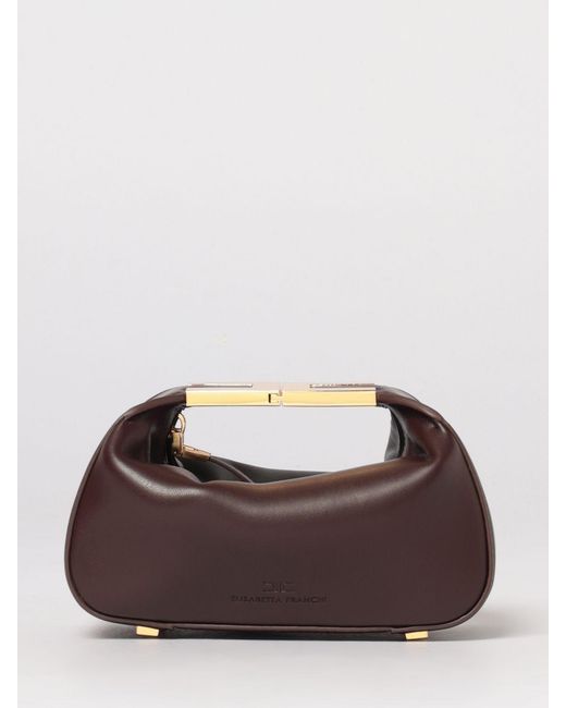 Elisabetta Franchi Brown Hobo Handbag With Jewel Handle