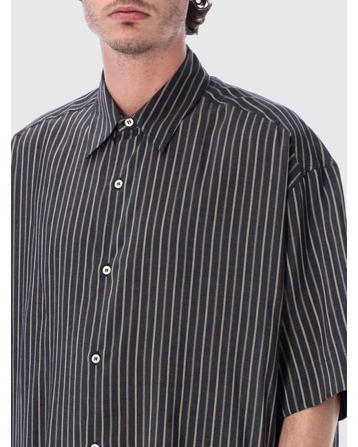 Studio Nicholson Gray Striped Silk And Lyocell Shirt for men