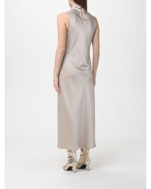Patrizia Pepe Natural Satin Midi Dress