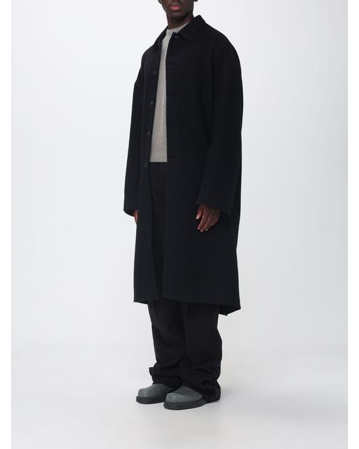 Rick Owens Black Single-Breasted Long Coat for men