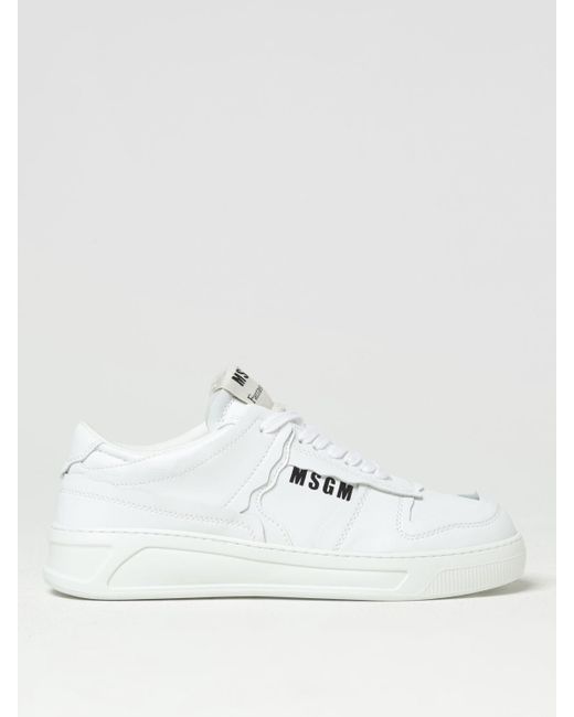 MSGM White Fantastic Green Sneakers In Recycled Synthetic Leather for men