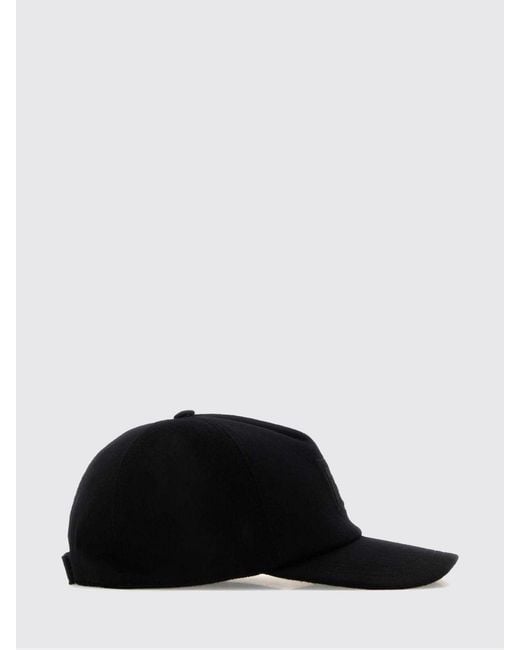 Fendi Black Wool And Cashmere Baseball Cap With Ff Monogram And Velcro Closure for men