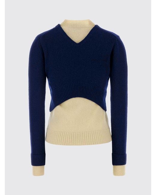 Jil Sander Blue Bicolor Virgin Wool Sweater