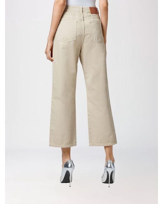 Philipp Plein Natural High-Waisted Wide Leg Cropped Stretch Denim Jeans