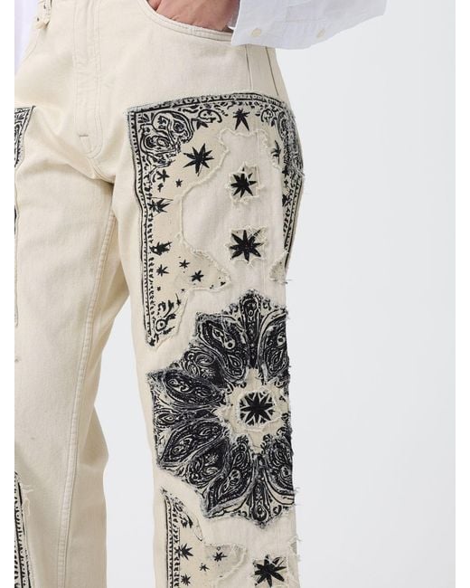 R13 White Embroidered Denim Cropped Fit Jeans