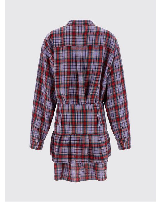 Vivienne Westwood Purple Linen Check Pattern Mini Dress