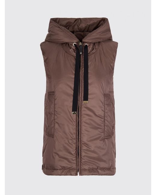 Max Mara Brown Greengo Nylon Vest With Hood