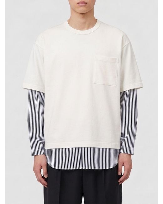 Comme des Garçons White Comme Des GarÇ Ons Long-Sleeved Cotton T-Shirt With Shirt Inserts for men