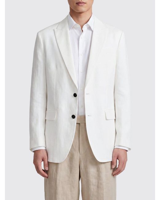 Brunello Cucinelli White Two-Button Single-Breasted Cotton Blazer for men