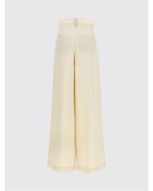 Brunello Cucinelli Natural Flared Linen Blend Trousers