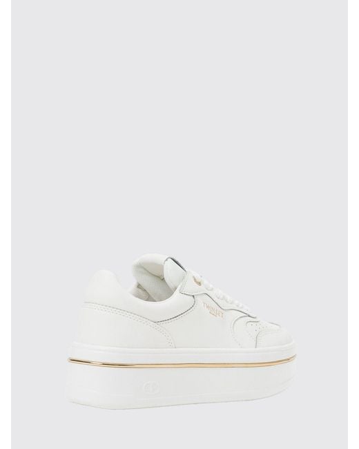 Twinset White Flatform Leather Sneakers