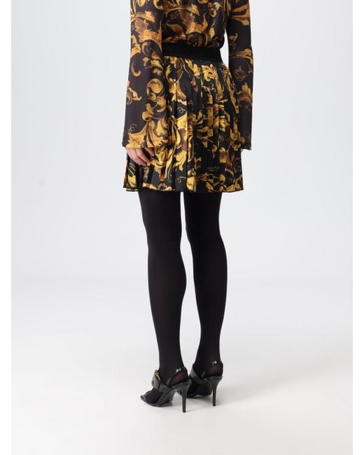 Versace Jeans Couture Black Baroque-Print Pleated Mini Skirt