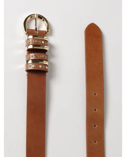 Pinko White Leather Belt With Mini Studs