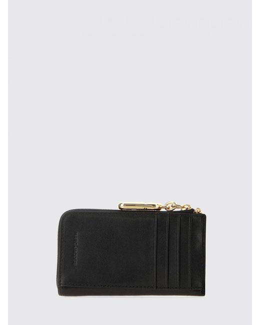 Marc Jacobs Black Leather Card Holder With A Zip Closure And Four Card Slots