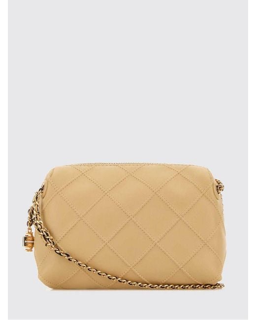 Tory Burch Natural Fleming Matelassé Leather Bag