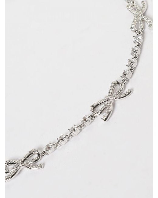 Self-Portrait White Brass Necklace With Set Rhinestones