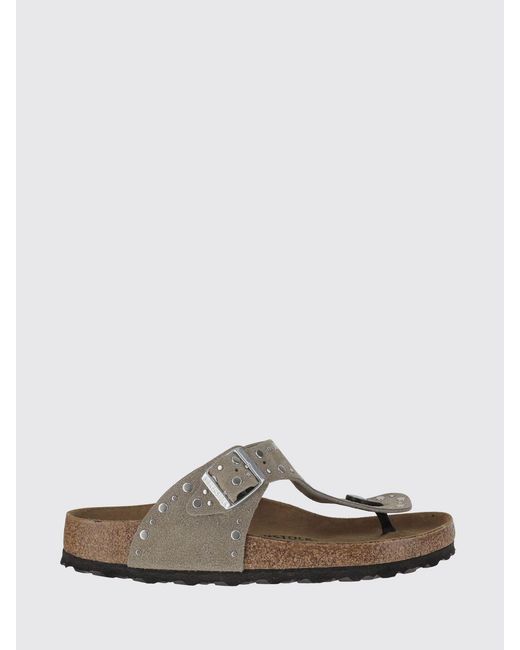 Birkenstock White Gizeh Rivet Suede Sandal With Studs